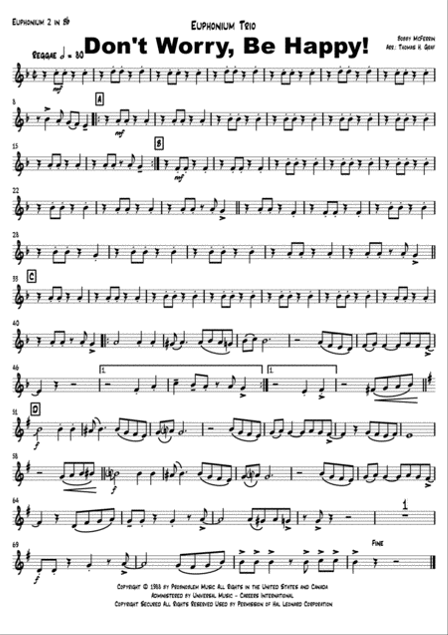 Don't Worry, Be Happy Euphonium scores gallery preview page 4