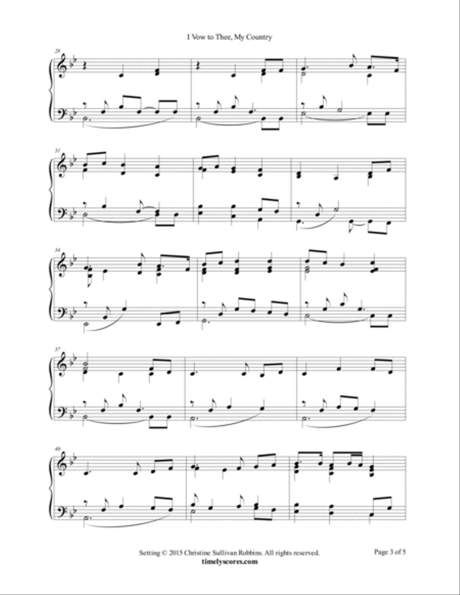 I Vow to Thee, My Country Piano Solo scores gallery preview page 3