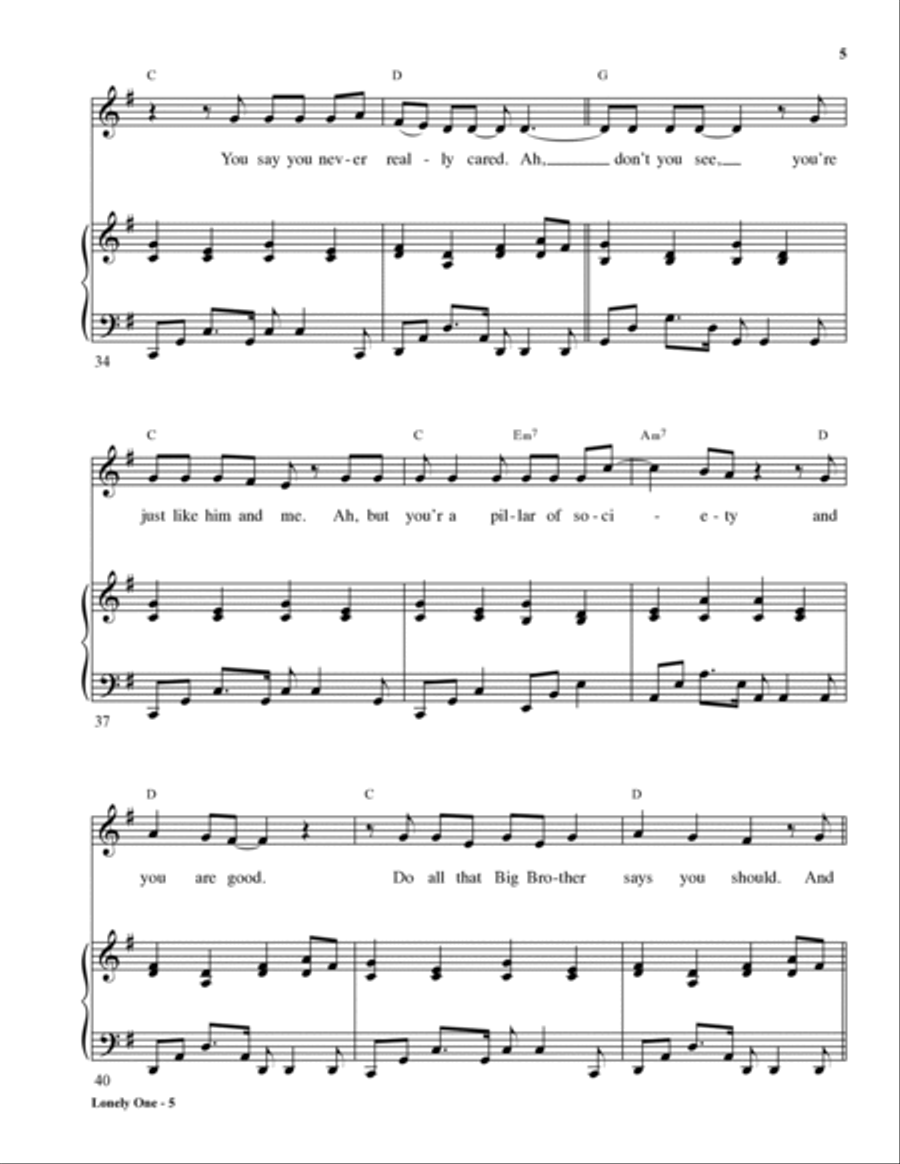 Lonely One Lonely One Voice scores gallery preview page 5