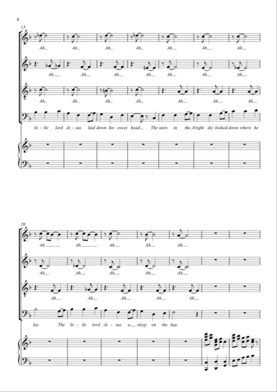 Away in a Manger 4-Part scores gallery preview page 4