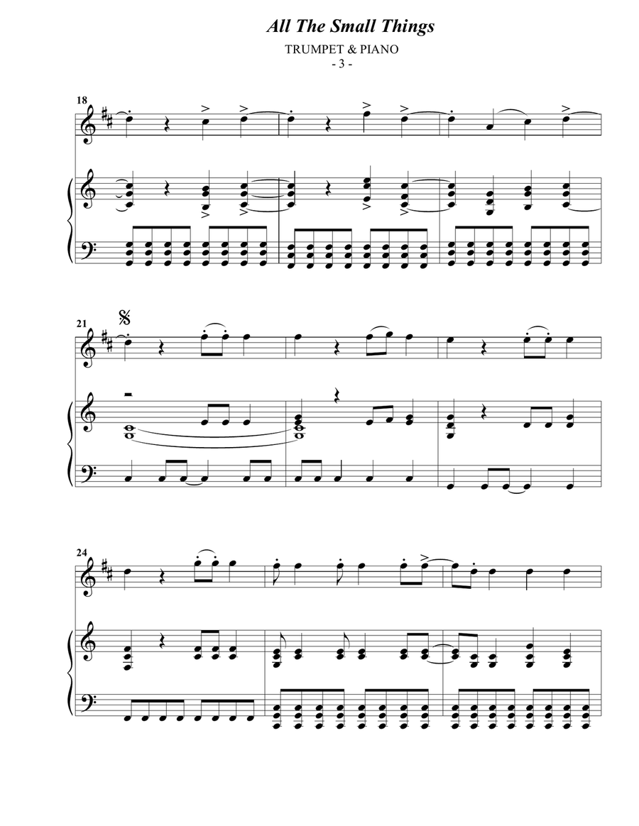 All The Small Things B-Flat Trumpet scores gallery preview page 3
