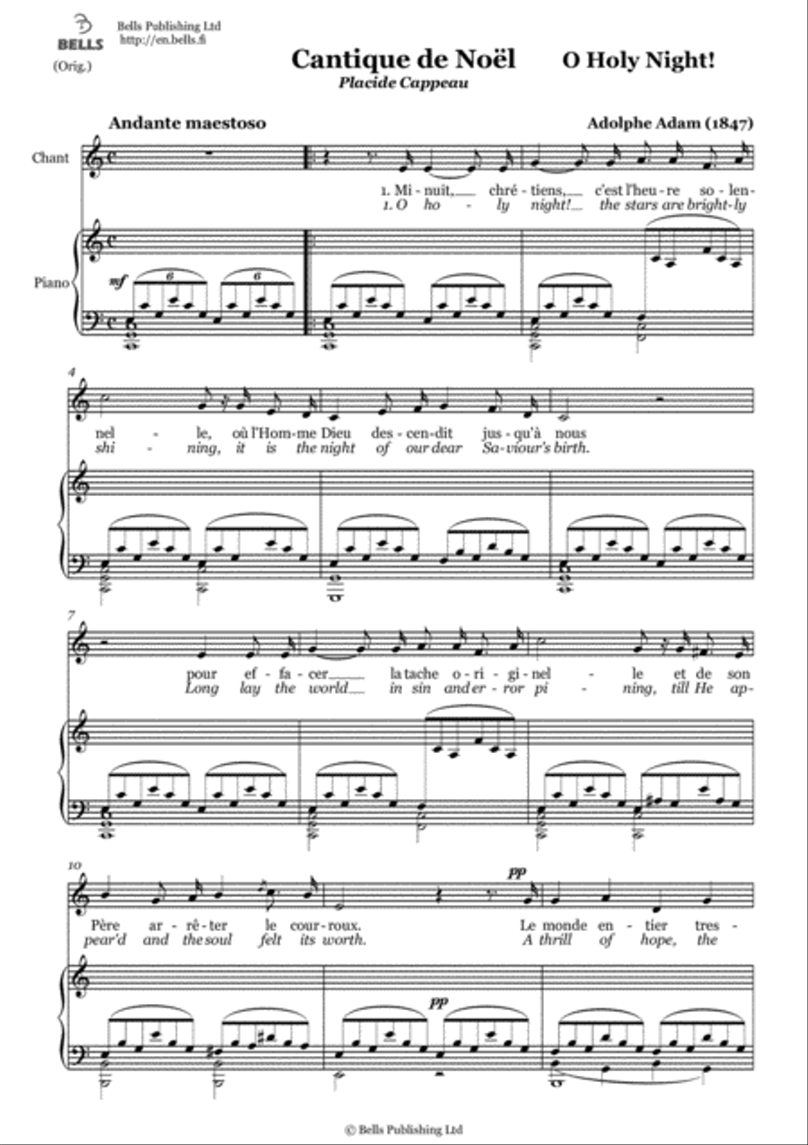 O Holy Night! (Original key. C Major) Voice Solo scores gallery preview page 1
