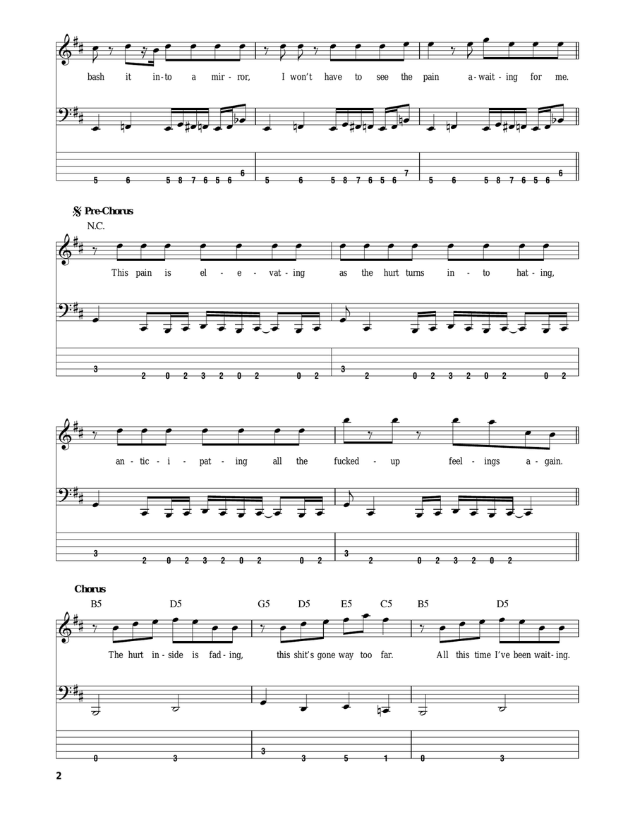 Here To Stay Bass Guitar Tablature scores gallery preview page 2