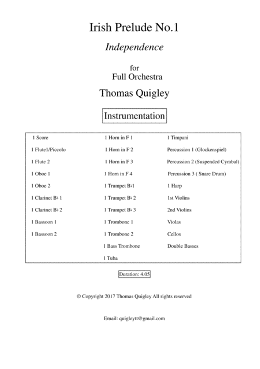 Irish Prelude No.1 (Independence) Full Orchestra scores gallery preview page 1