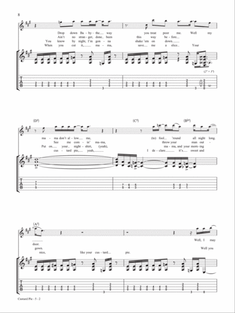 Custard Pie Guitar Tablature scores gallery preview page 2