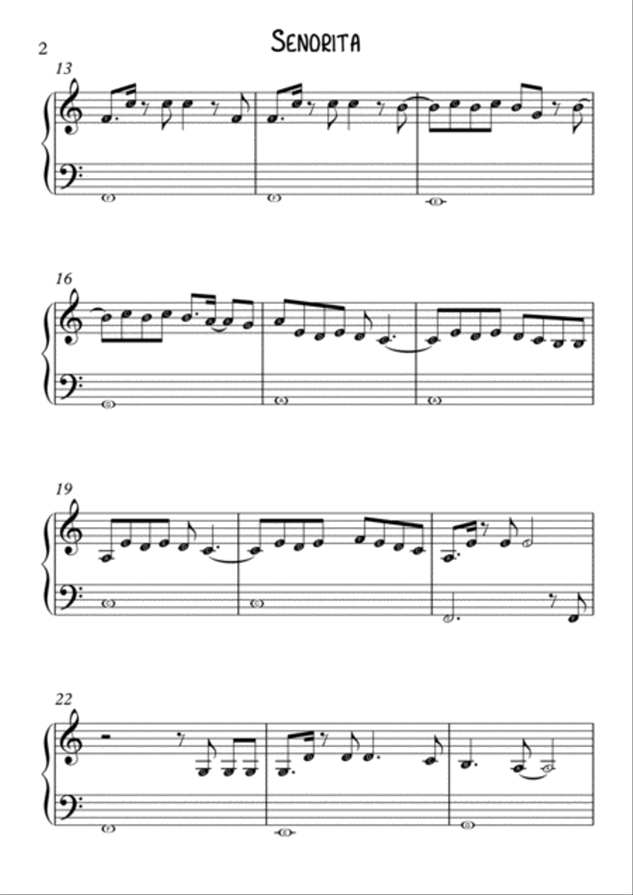 Senorita Easy Piano scores gallery preview page 2