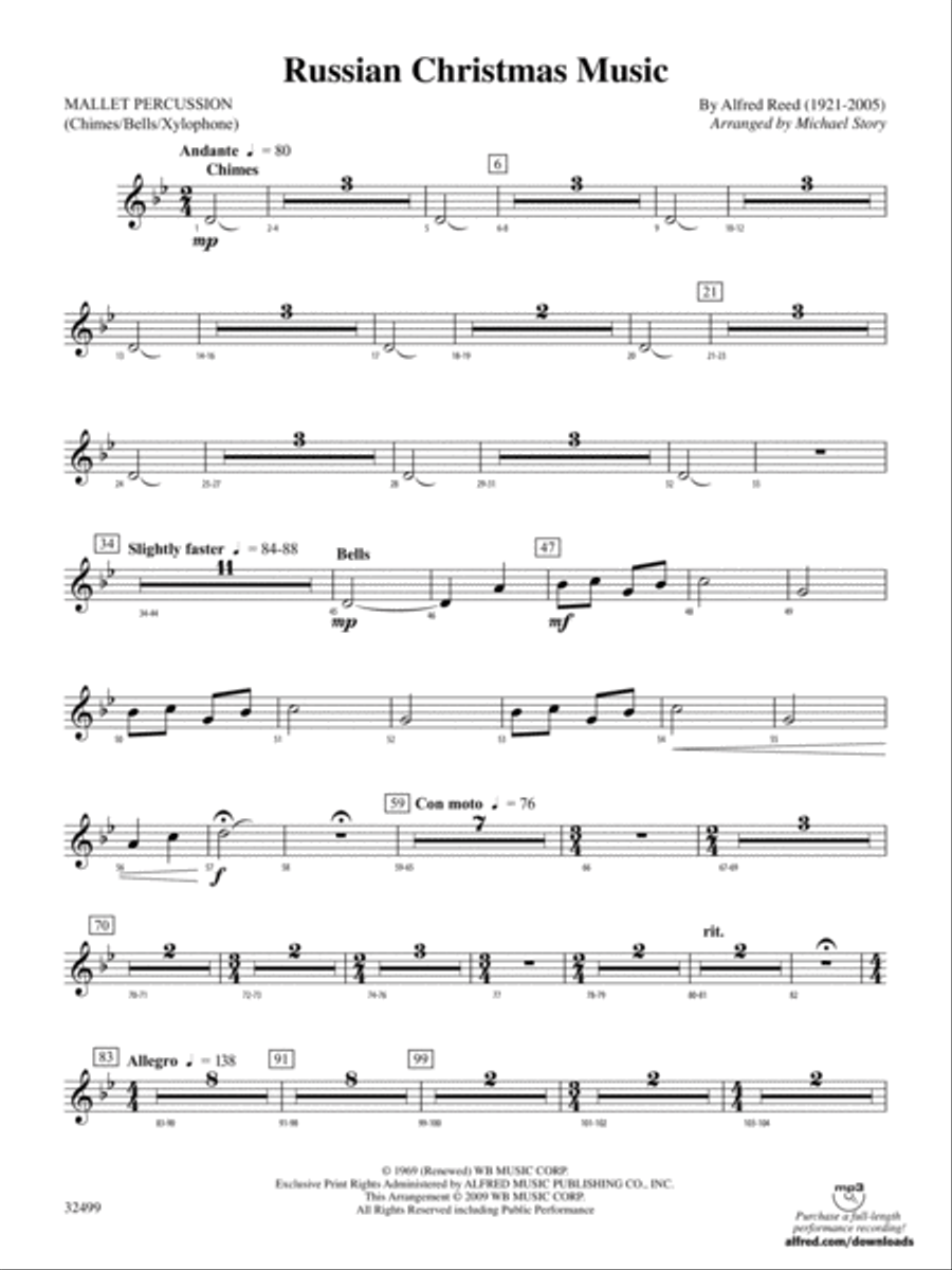 Russian Christmas Music: Mallets Concert Band scores gallery preview page 1