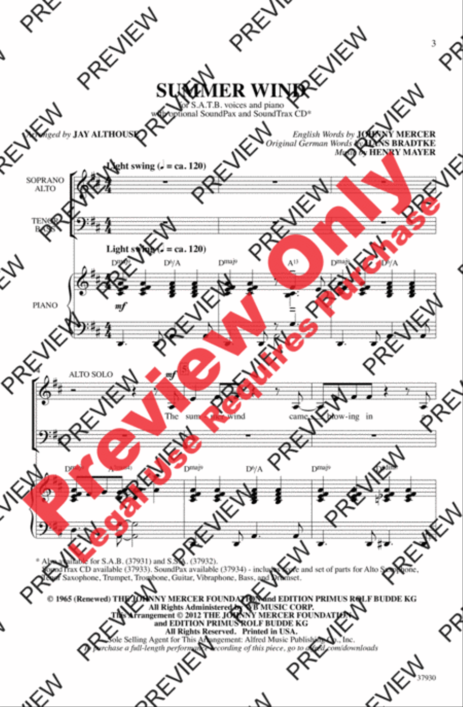 Summer Wind Summer Wind 4-Part scores gallery preview page 3