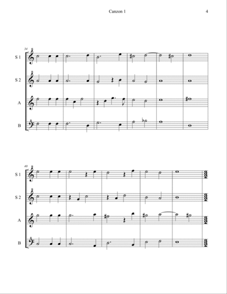 Three Salamone Rossi Canzonas for Recorder Quartets Recorder scores gallery preview page 6
