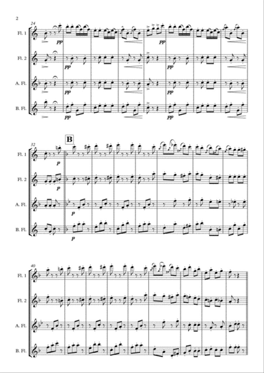 Pizzicato Polka arranged for Flute Quartet Flute Quartet scores gallery preview page 4