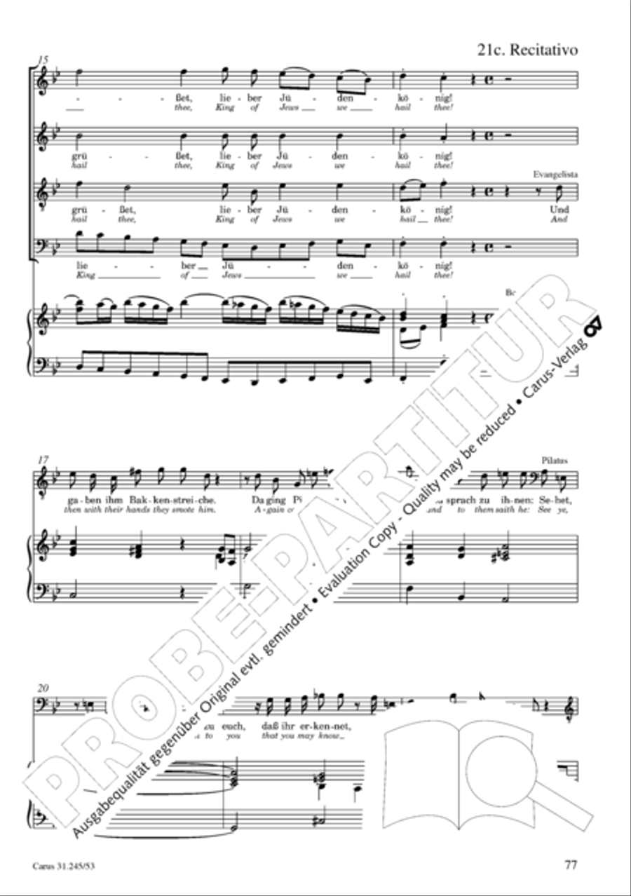 St. John Passion (Johannes-Passion) 4-Part scores gallery preview page 78