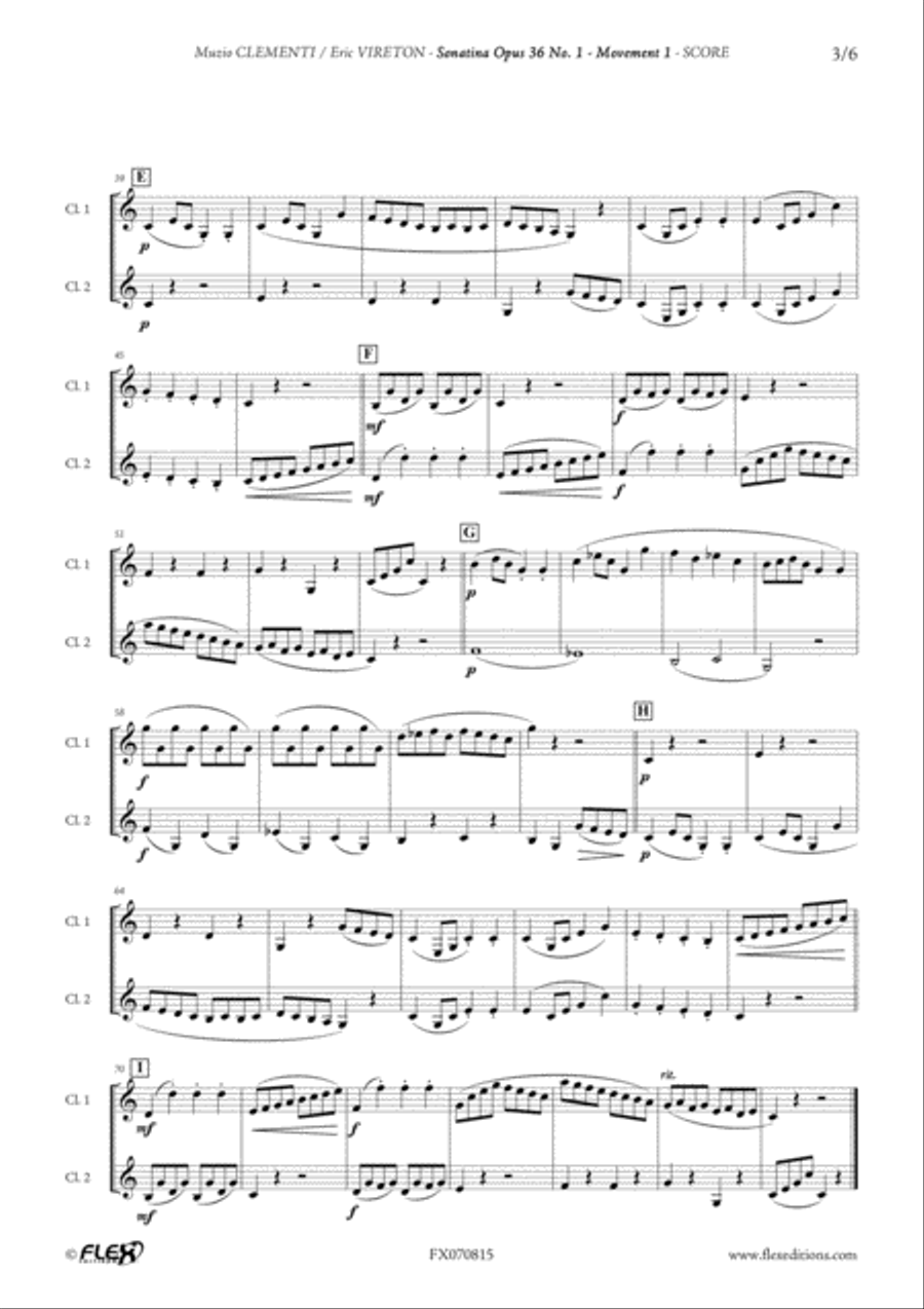 Sonatina Op 36 No. 1 Clarinet Duet scores gallery preview page 3