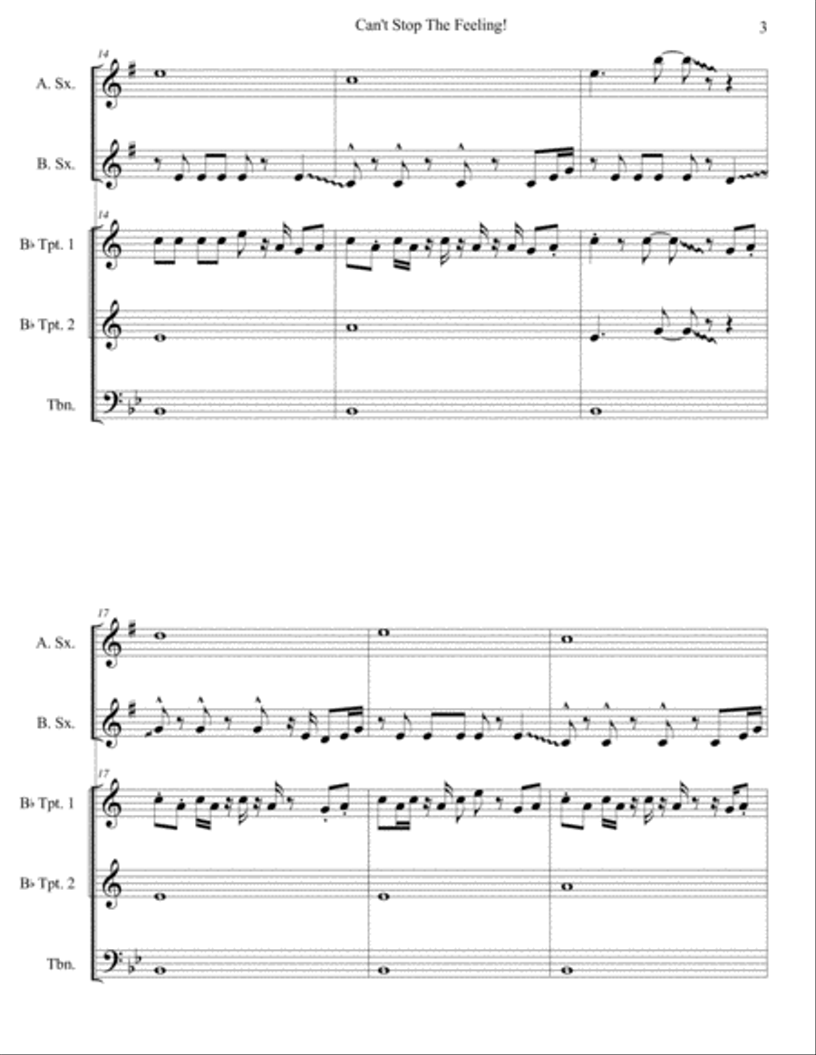 Can't Stop The Feeling from TROLLS Small Ensemble scores gallery preview page 4