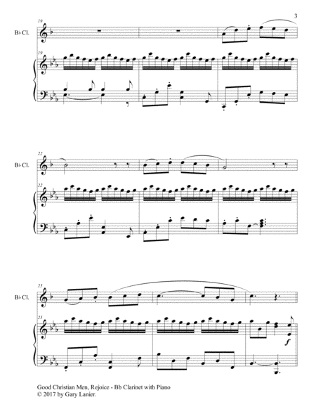 GOOD CHRISTIAN MEN, REJOICE (Bb Clarinet with Piano & Score/Part) image number null