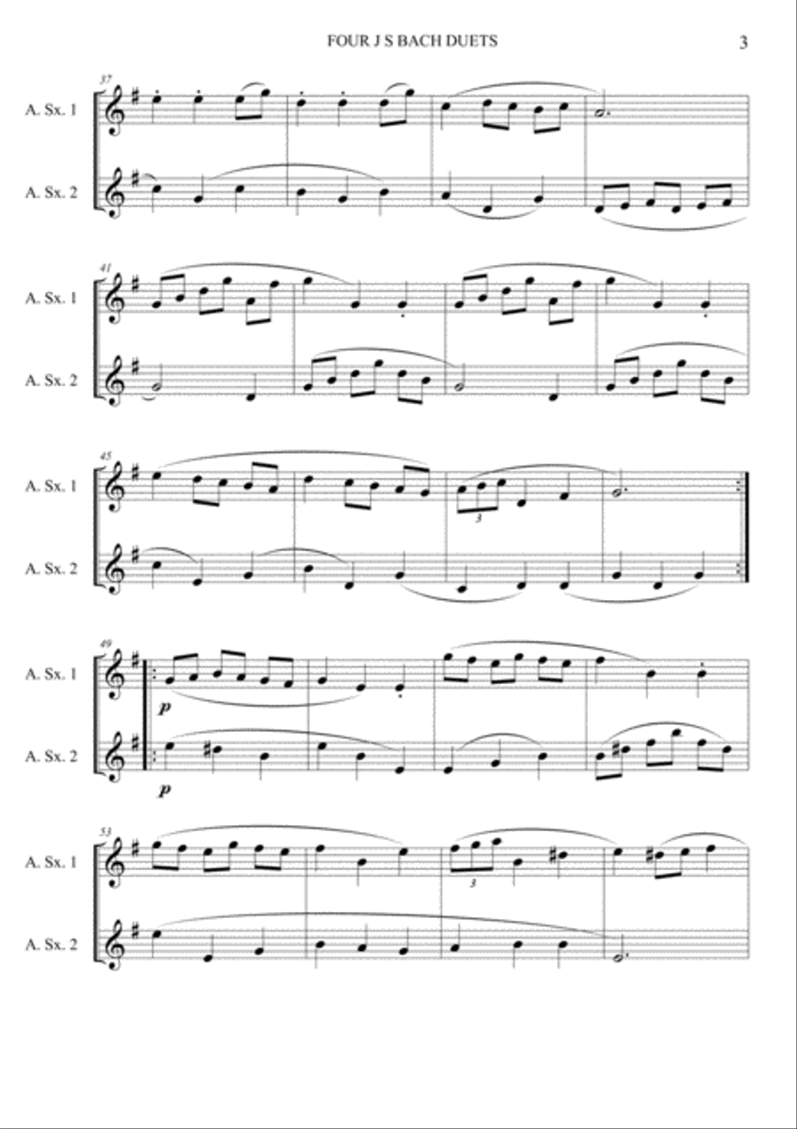 Alto Saxophone duets - 4 duets from Bach's 'Little notebook'. Woodwind Duet scores gallery preview page 4