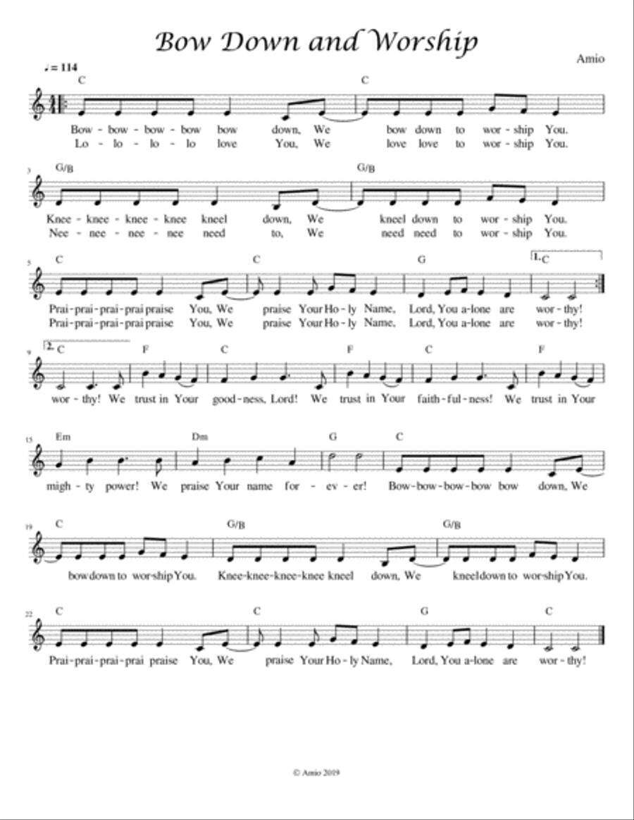 Bow Down and Worship Bow Down and Worship Voice scores gallery preview page 1