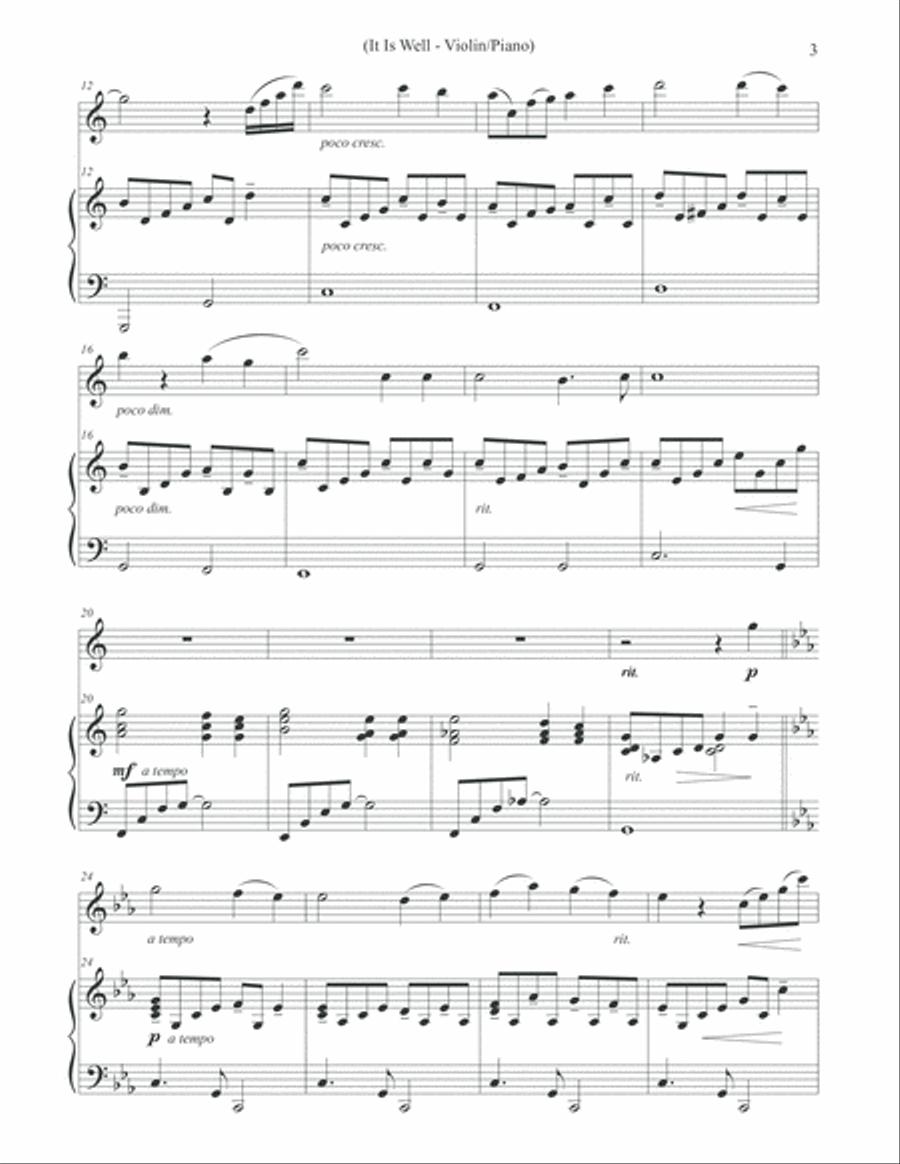 It Is Well (Solo Violin & Piano) Violin Solo scores gallery preview page 3