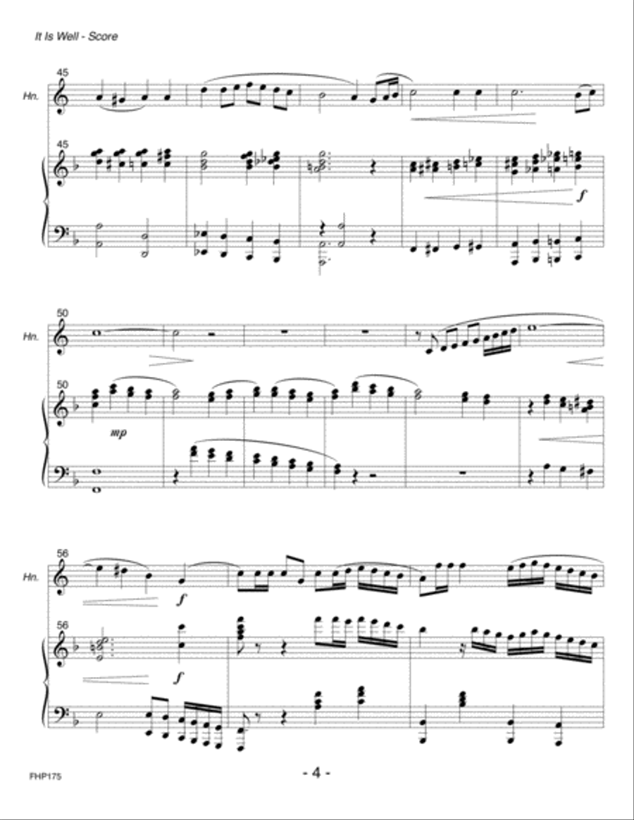 IT IS WELL WITH MY SOUL - HORN in F SOLO with Piano Accompaniment Piano scores gallery preview page 4