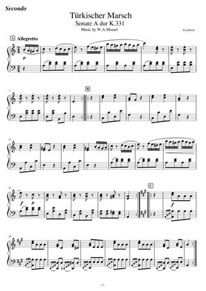 "Turkish March" Piano 4hands Beginner/Teacher and Student ver. (Part)