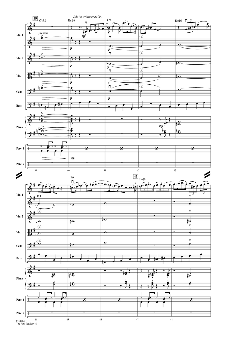 The Pink Panther (Theme) - Full Score Orchestra scores gallery preview page 6