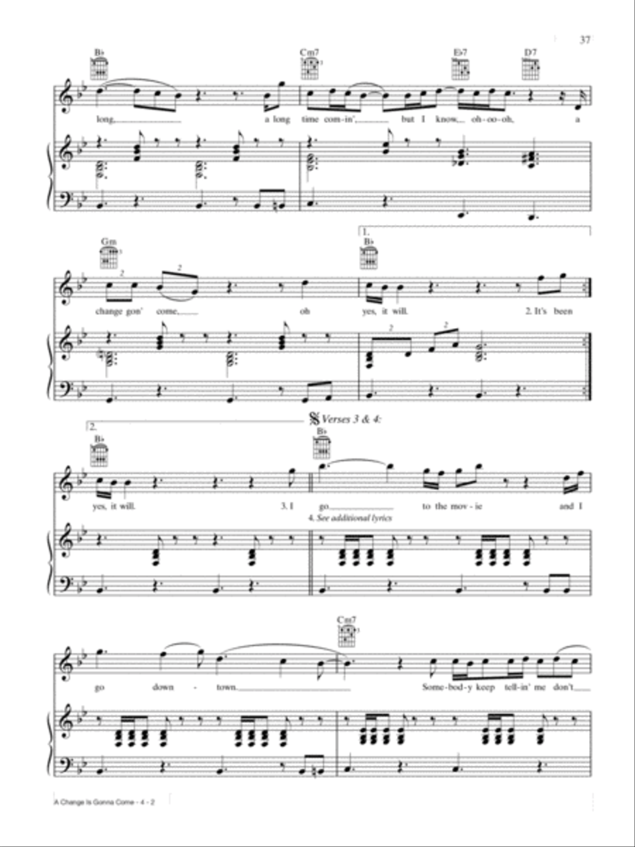 A Change is Gonna Come A Change is Gonna Come Piano, Vocal, Guitar scores gallery preview page 2