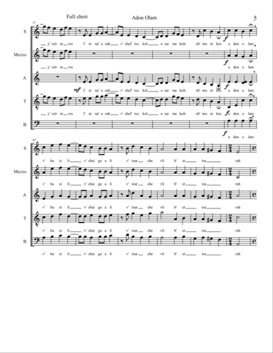 Adon Olam Chorale A Cappella scores gallery preview page 5