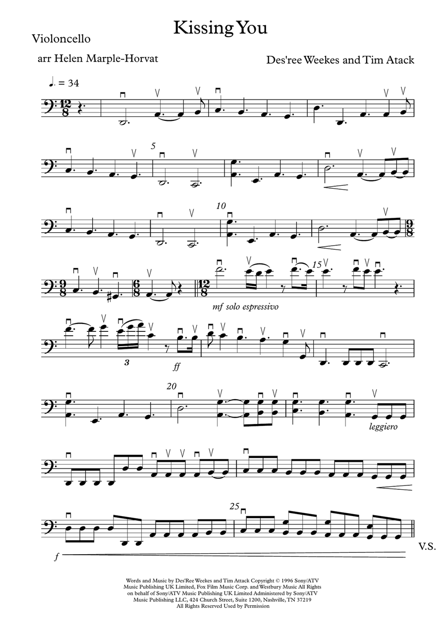 Kissing You String Quartet scores gallery preview page 1