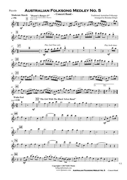 Australian Folksong Medley No. 5 - Concert Band image number null