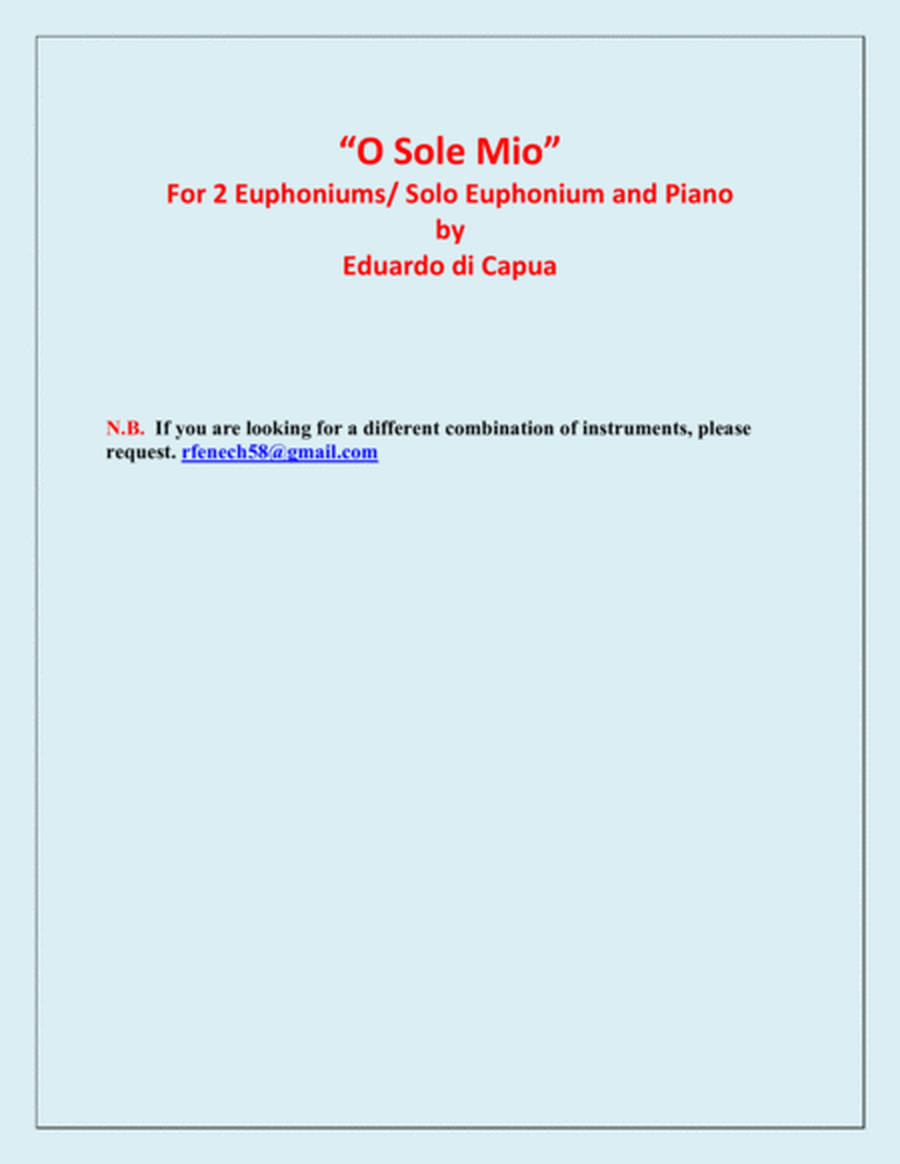 O Sole Mio - 2 Euphoniums and Piano image number null