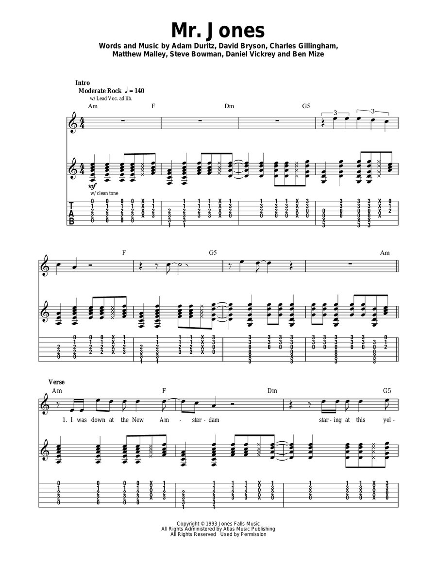 Mr. Jones Acoustic Guitar scores gallery preview page 1