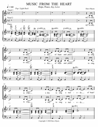 Music From The Heart / Hope, Peace, Joy, Love (two part treble clef vocal with piano)
