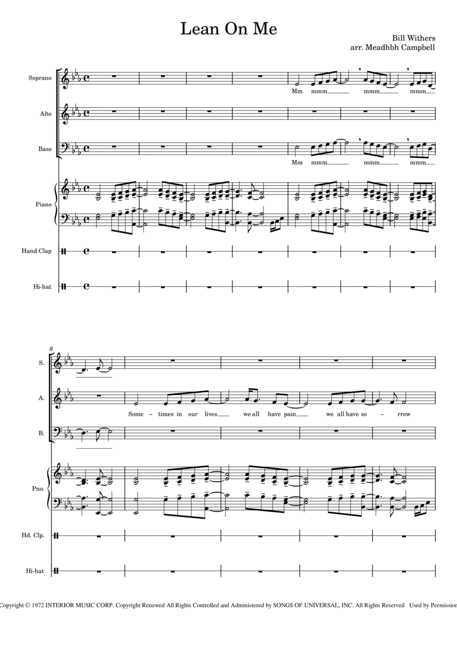 Lean On Me Lean On Me 3-Part scores gallery preview page 1