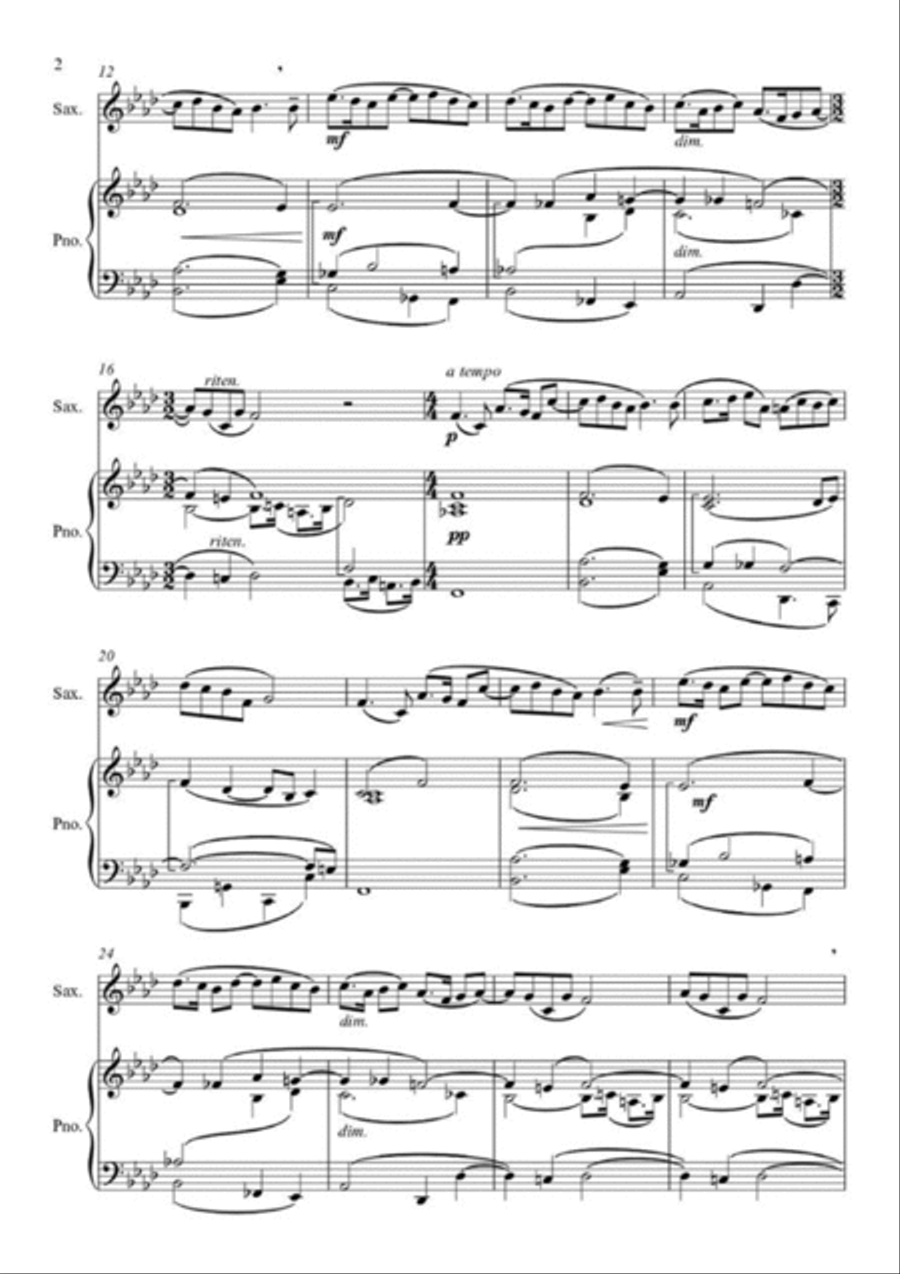 Théodore Akimenko (Fedir Iakymenko) - Eclogue op.12 for saxophone Alto, Tenor, Soprano or Baritone Chamber Music scores gallery preview page 4