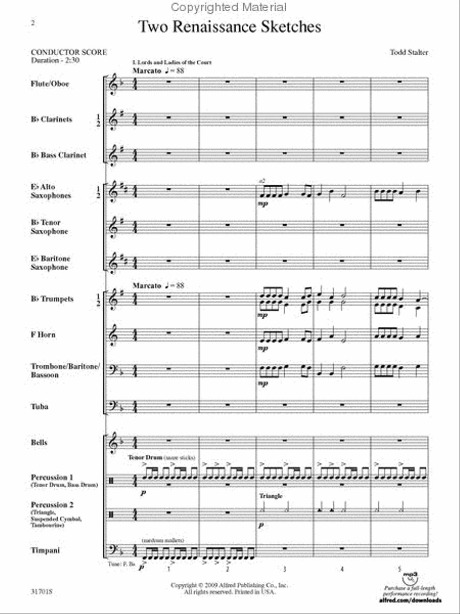 Two Renaissance Sketches Concert Band scores gallery preview page 2