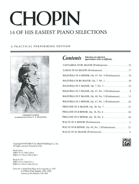 Chopin -- 14 of His Easiest Piano Selections by Idil Biret Piano Solo - Sheet Music