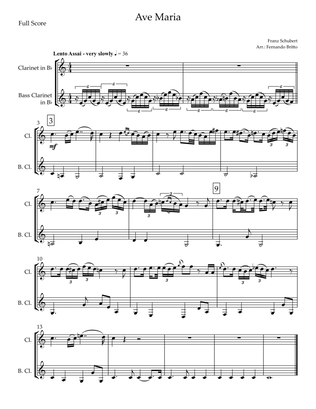 Ave Maria (Franz Schubert) for Clarinet in Bb & Bass Clarinet in Bb Duo