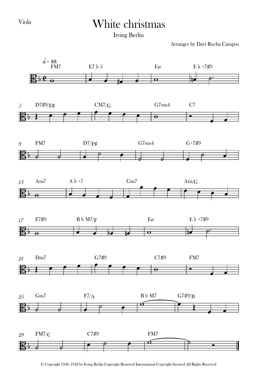 White Christmas Viola Solo scores gallery preview page 1
