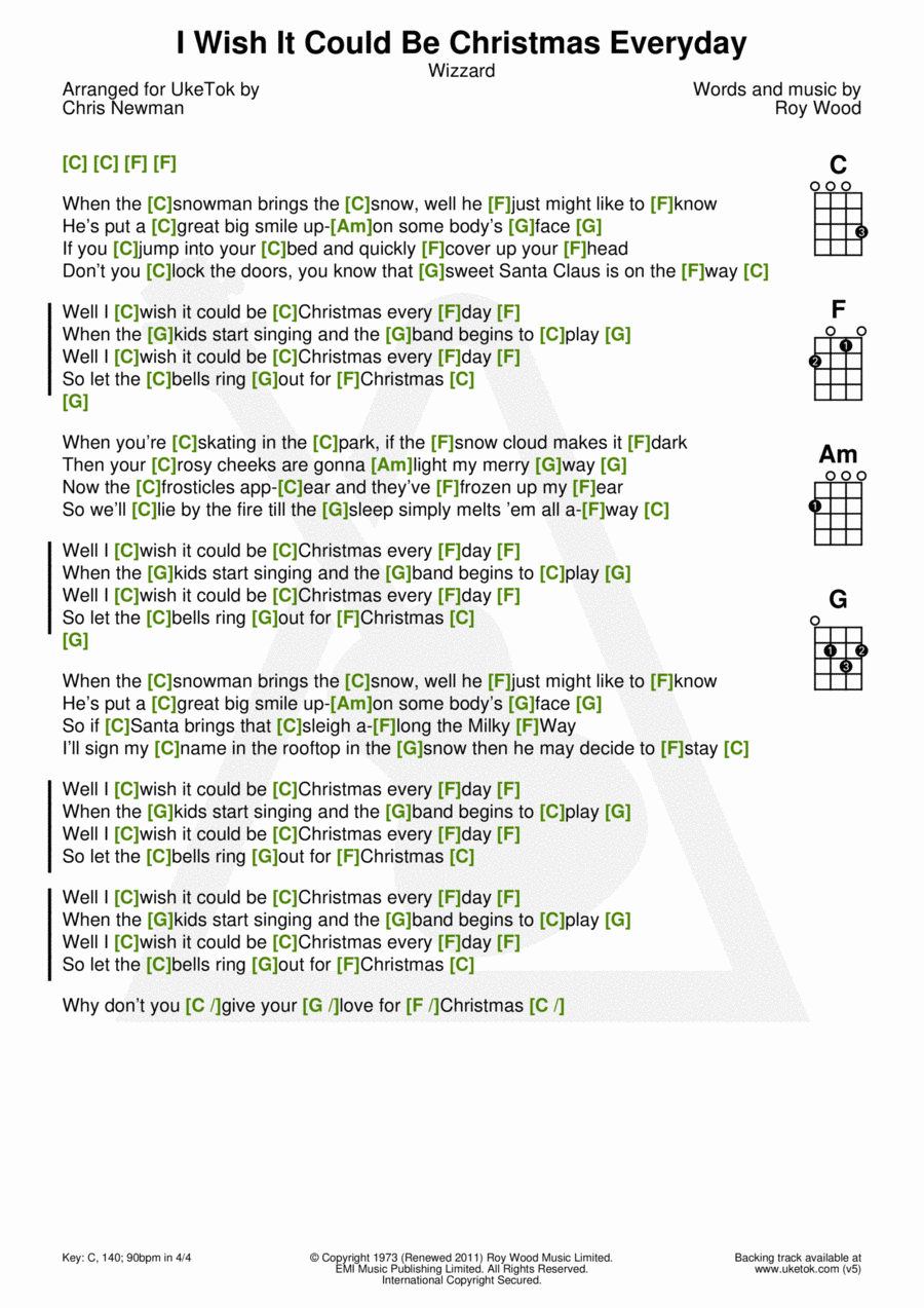 I Wish It Could Be Christmas Every Day Ukulele scores gallery preview page 1