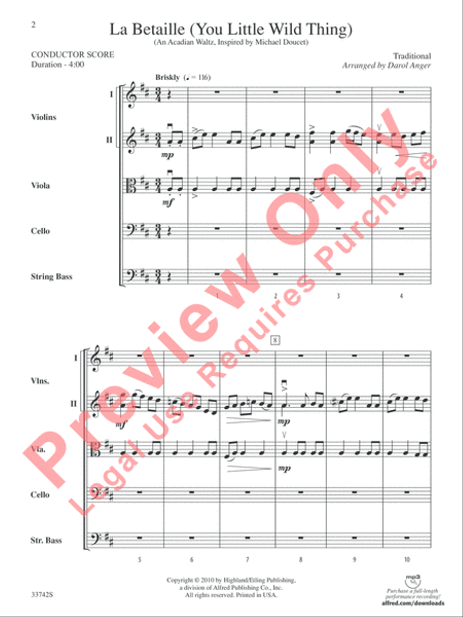 La Betaille (You Little Wild Thing) String Orchestra scores gallery preview page 3