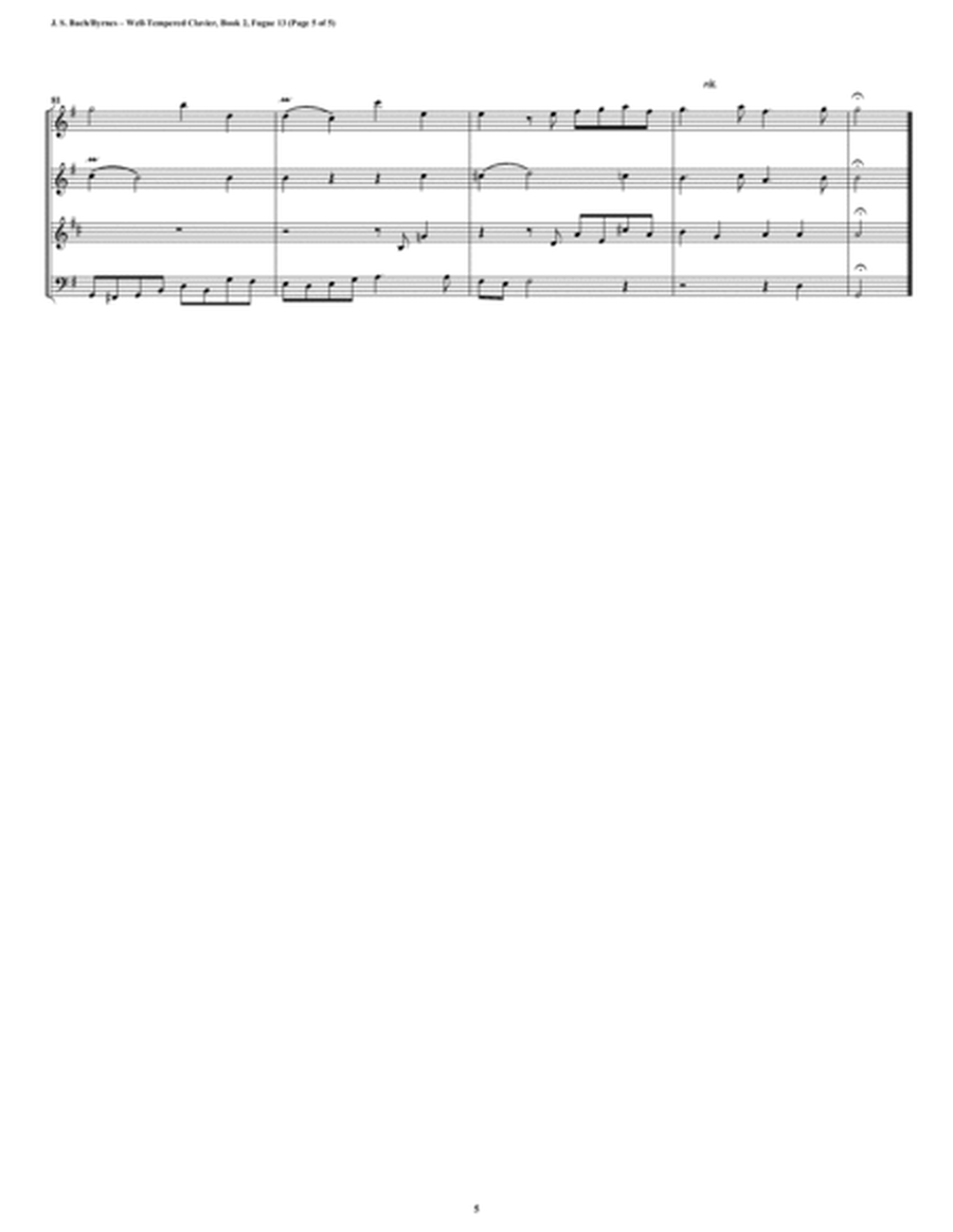 Fugue 13 from Well-Tempered Clavier, Book 2 (Double Reed Quartet) image number null
