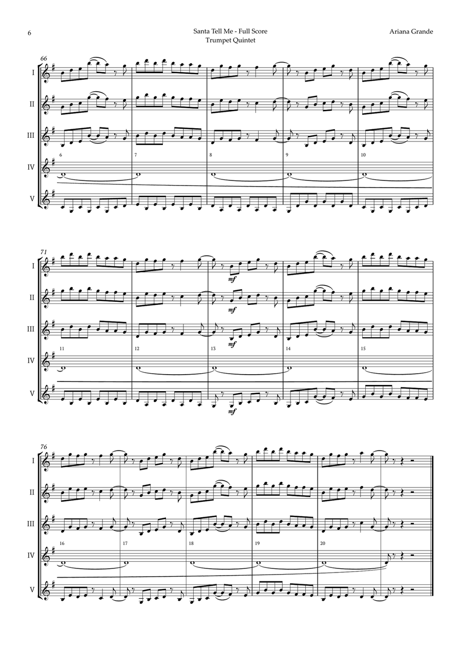 Santa Tell Me Brass Quintet scores gallery preview page 6