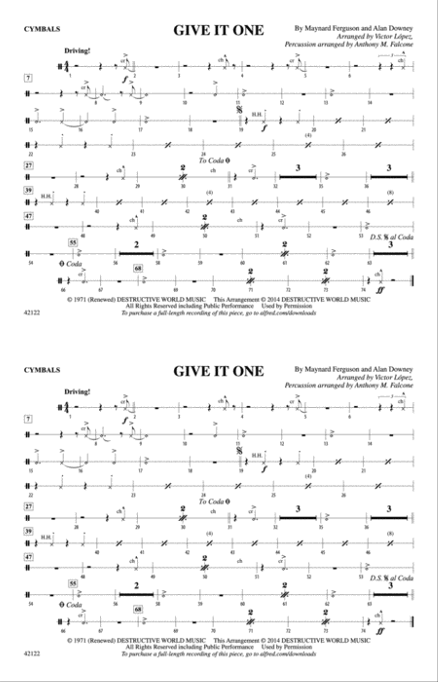 Give It One: Cymbals Marching Band scores gallery preview page 1