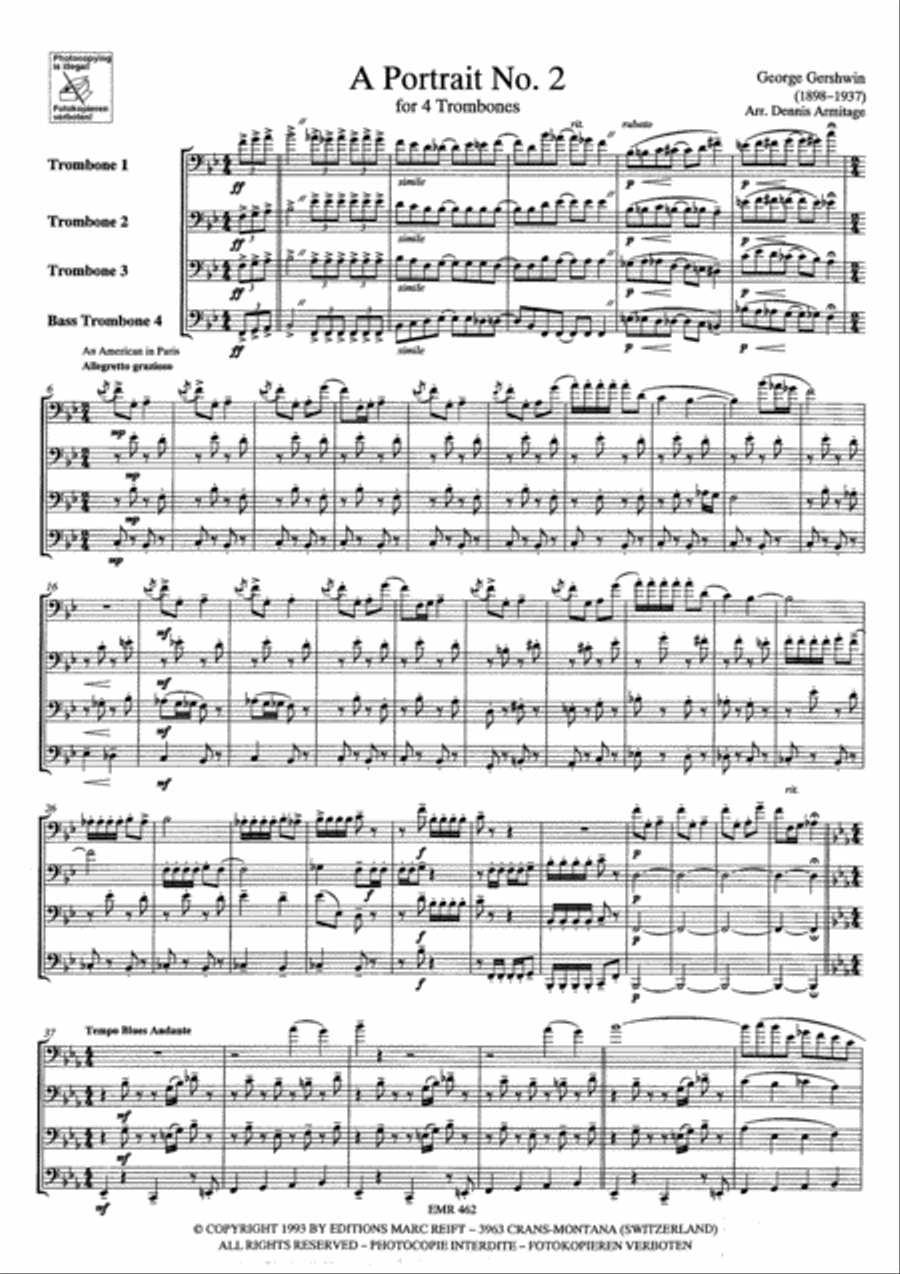A Portrait No. 2 Trombone Quartet scores gallery preview page 3