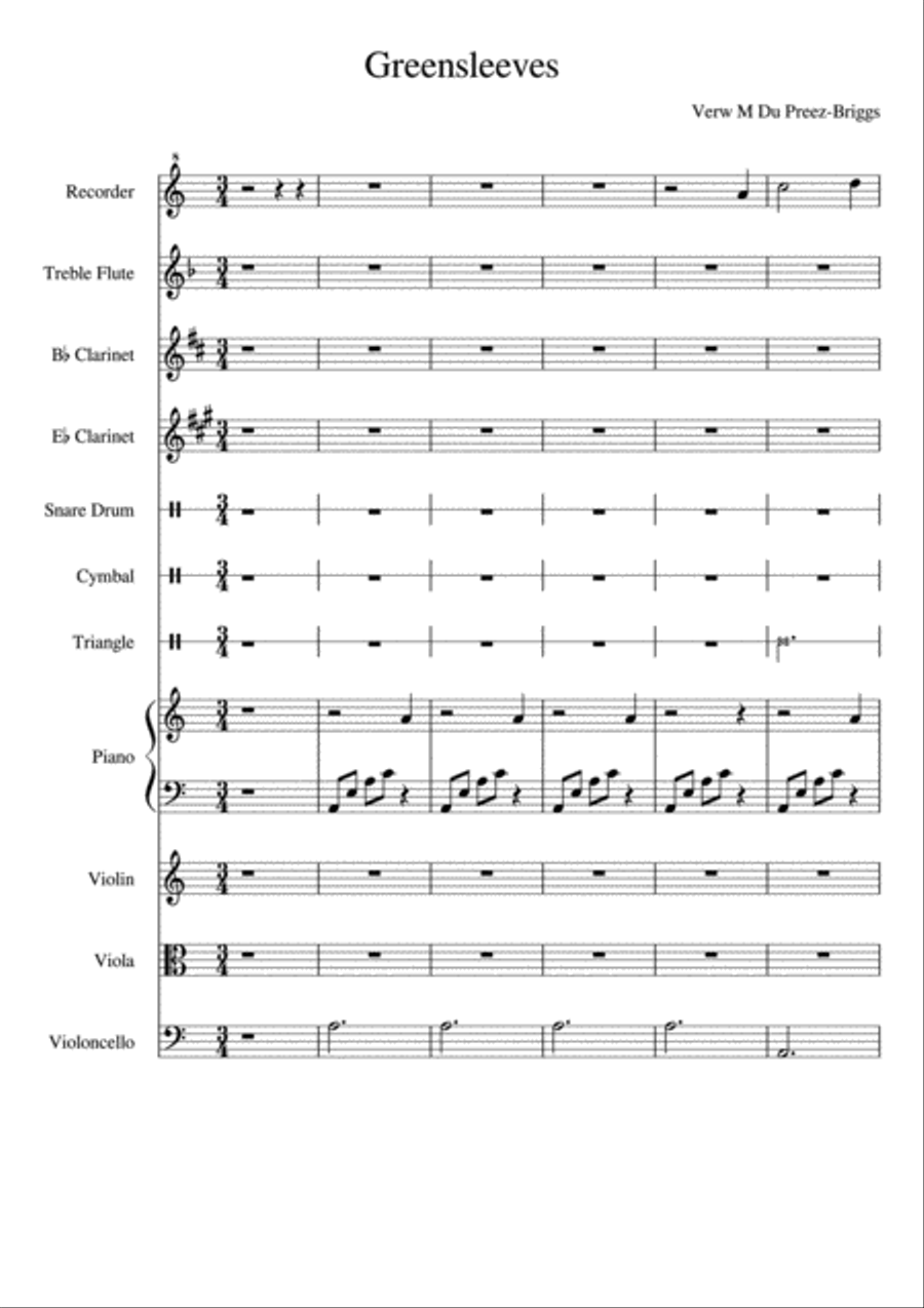 Greensleeves Percussion Ensemble scores gallery preview page 1