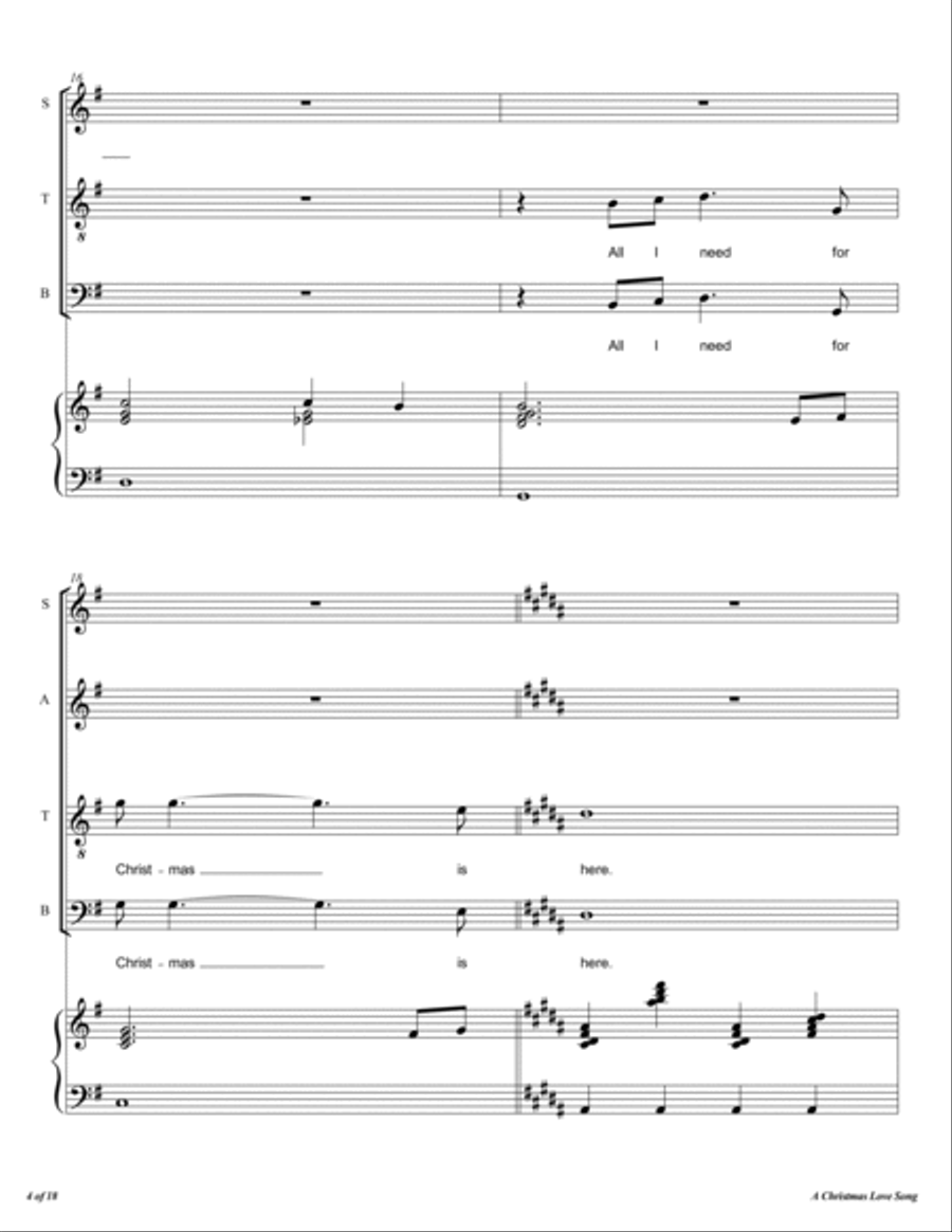 A Christmas Love Song 4-Part scores gallery preview page 5