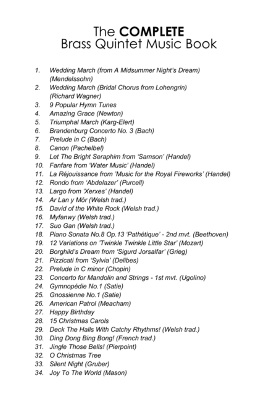 COMPLETE brass quintet music mega-bundle book - 52 essential pieces (volumes 1 and 2) - wedding Brass Quintet scores gallery preview page 3