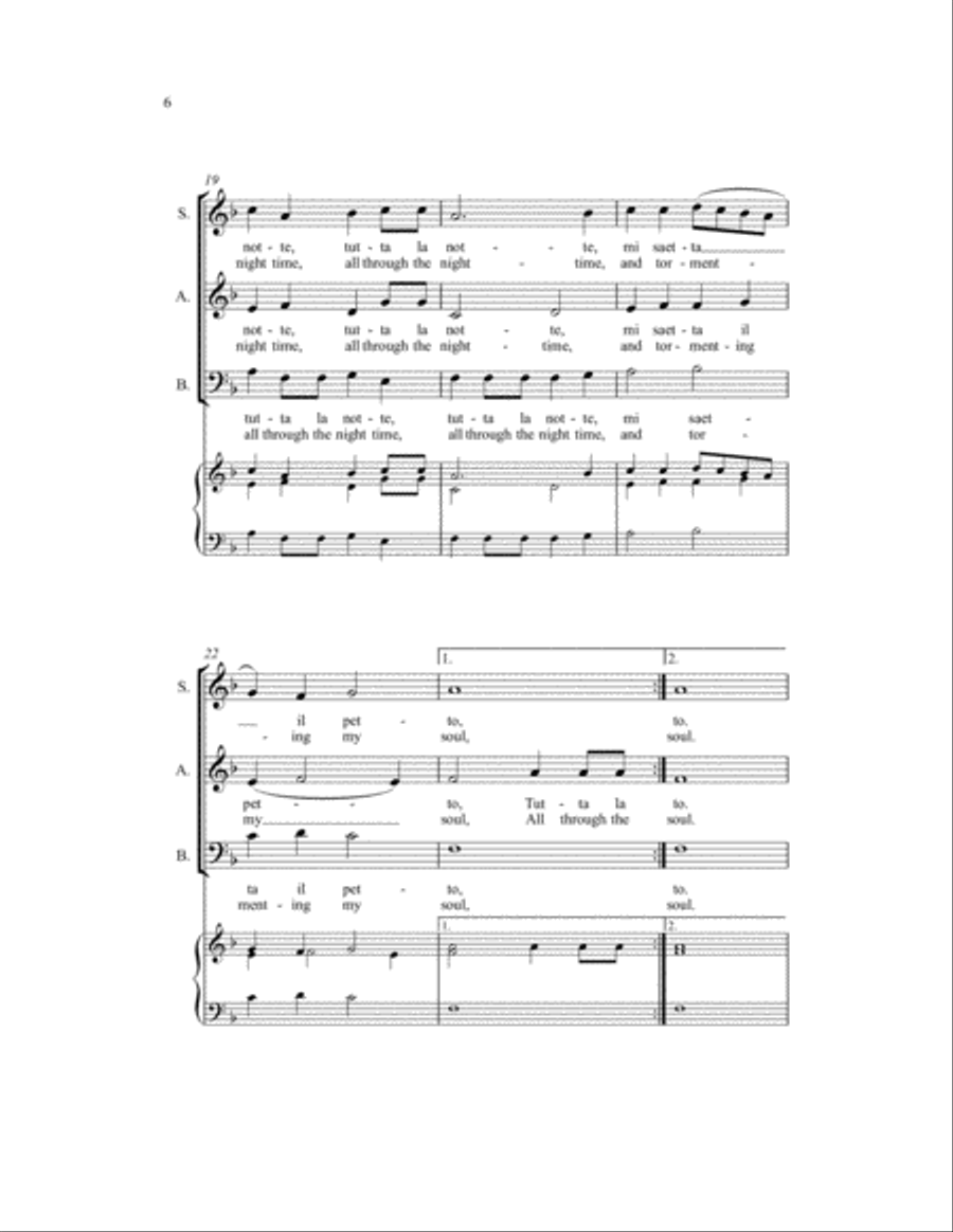 Quel Tristarel D'Amore Quel Tristarel D'Amore 3-Part scores gallery preview page 5