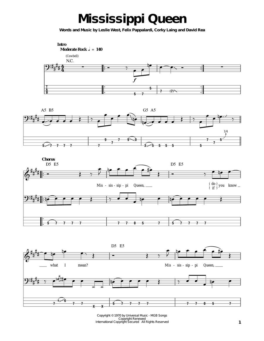 Mississippi Queen Acoustic Guitar scores gallery preview page 1