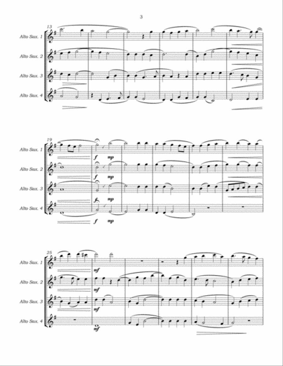 Three Arcadelt Madrigals for Saxophone Quartet Saxophone Quartet scores gallery preview page 6
