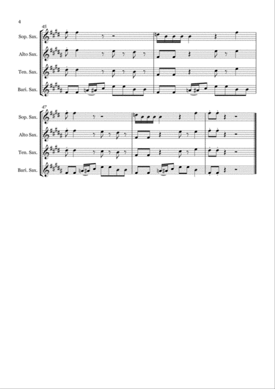 Ghostbusters Saxophone Quartet scores gallery preview page 4